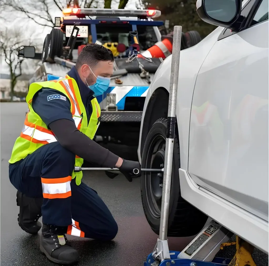 A professional towing service in action