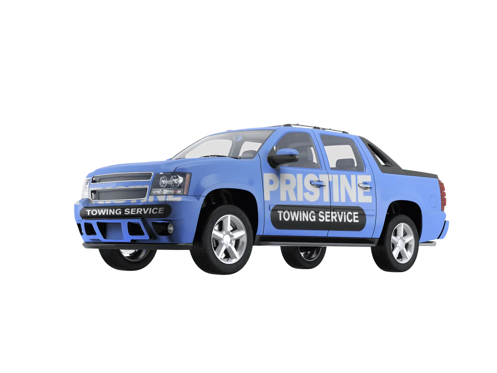 A truck displaying Pristine Towing Services, representing a trusted 24-hour towing company.